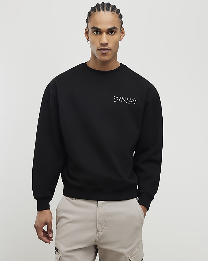 Black Oversized Fit Tokyo Dragon Sweatshirt