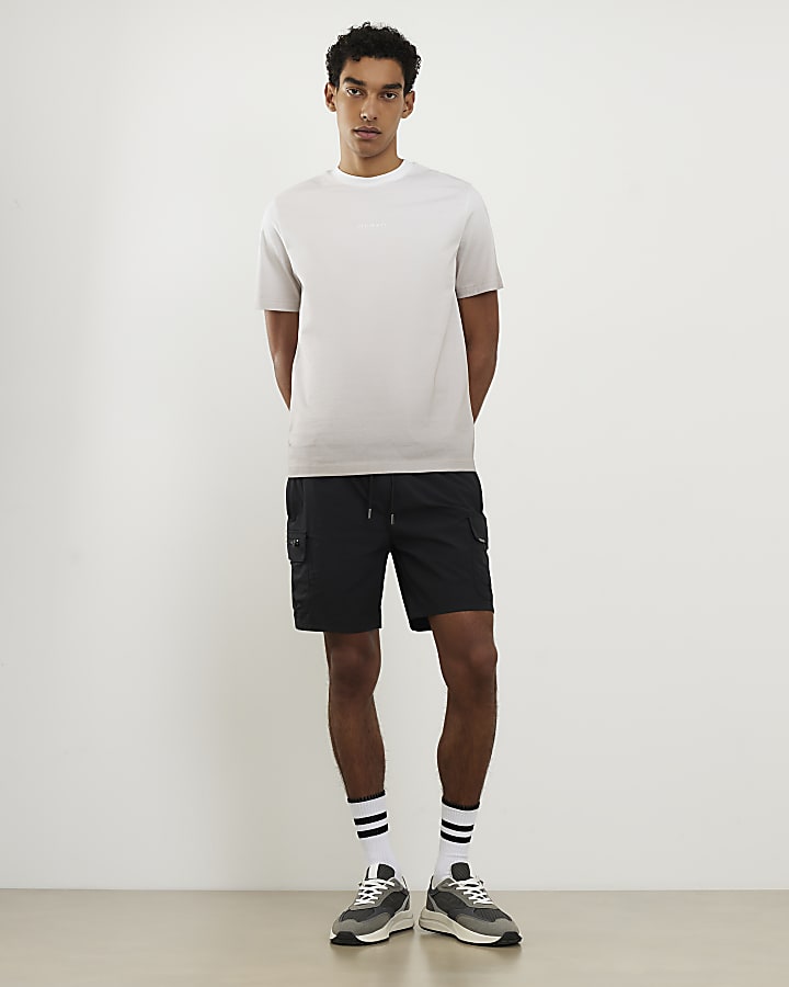 Beige Slim Fit Ombre T-Shirt