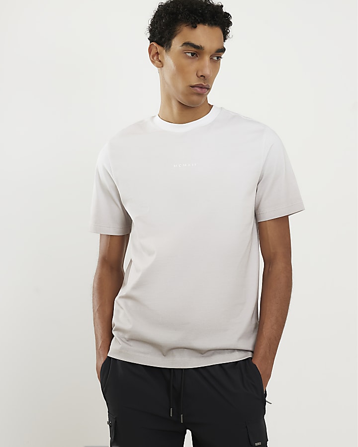 Beige Slim Fit Ombre T-Shirt