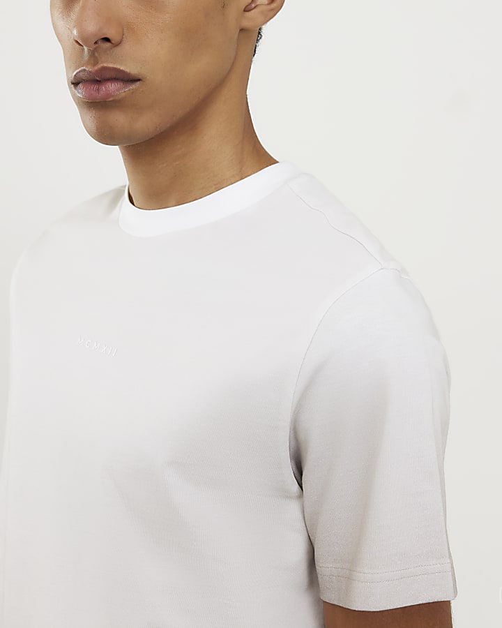 Beige Slim Fit Ombre T-Shirt