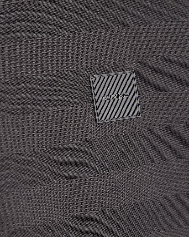 Grey Slim Fit Luminis Badge Stripe T-Shirt