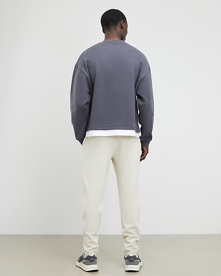 Cream Slim Fit Bubble Joggers