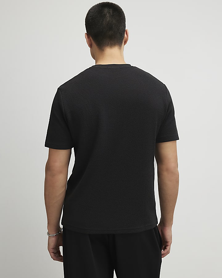 Black Slim Fit Textured T-Shirt