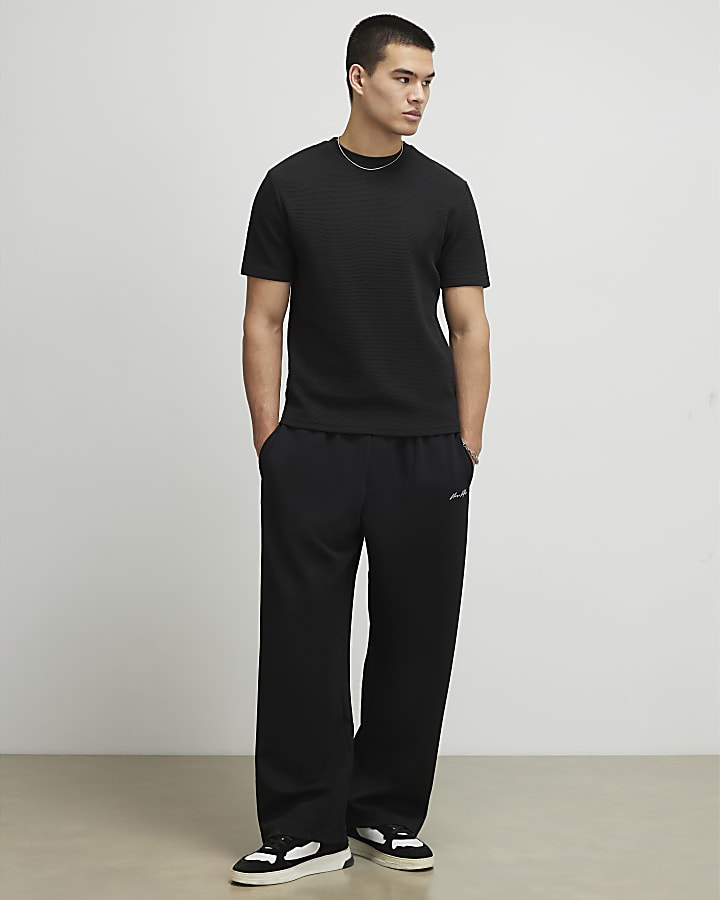 Black Slim Fit Textured T-Shirt