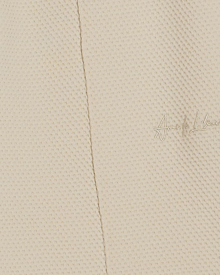 Beige Slim Fit Textured Set