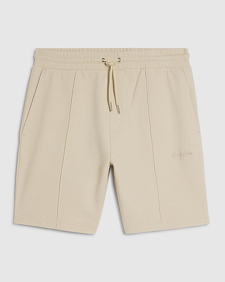 Beige Slim Fit Textured Set