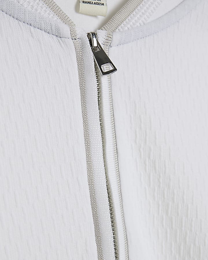 White Slim Fit Textured Tipped Polo Shirt