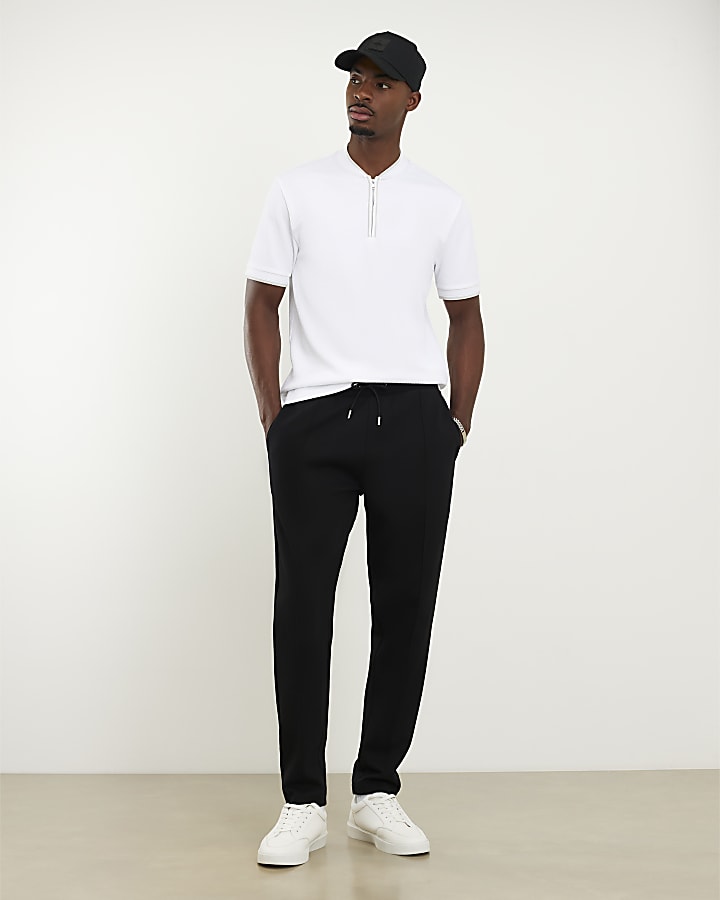 White Slim Fit Textured Tipped Polo Shirt