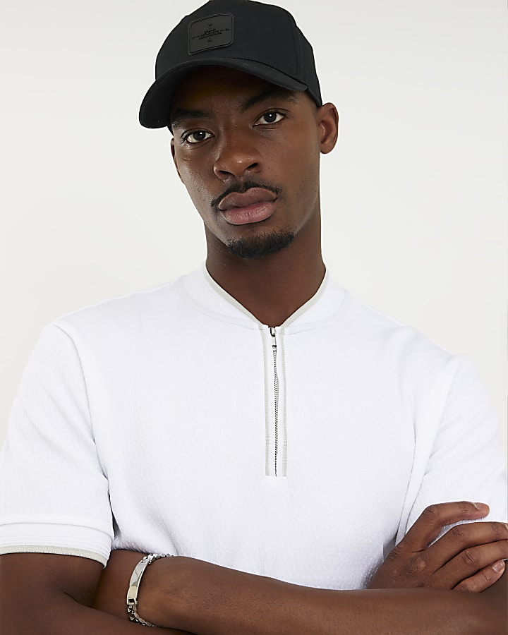 White Slim Fit Textured Tipped Polo Shirt