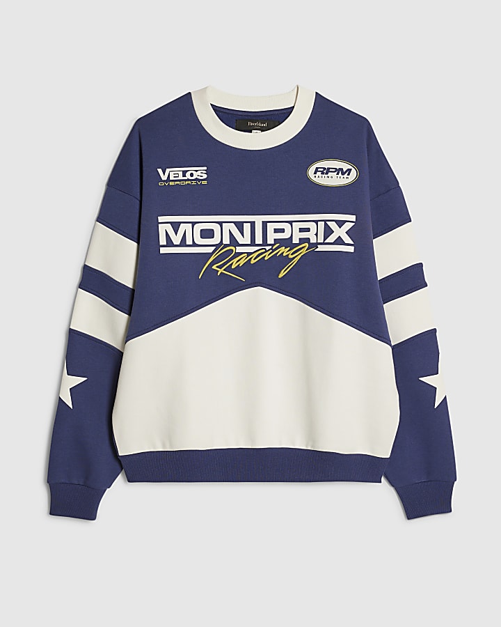 Blue Oversized Fit Mont Prix Sweatshirt