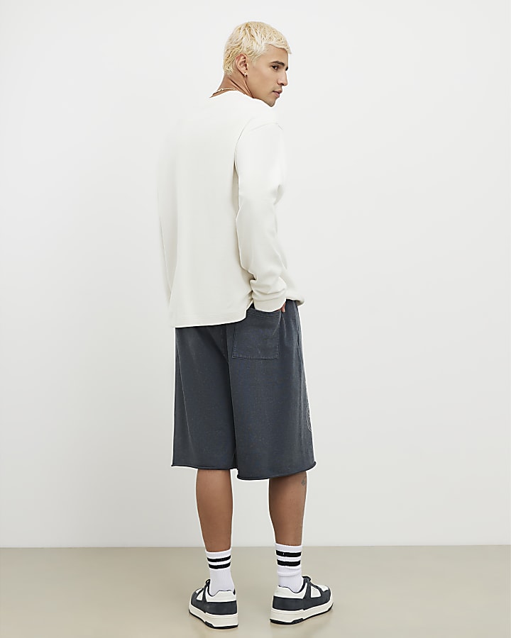 Black Jort Embroidered Japanese Dragon Shorts