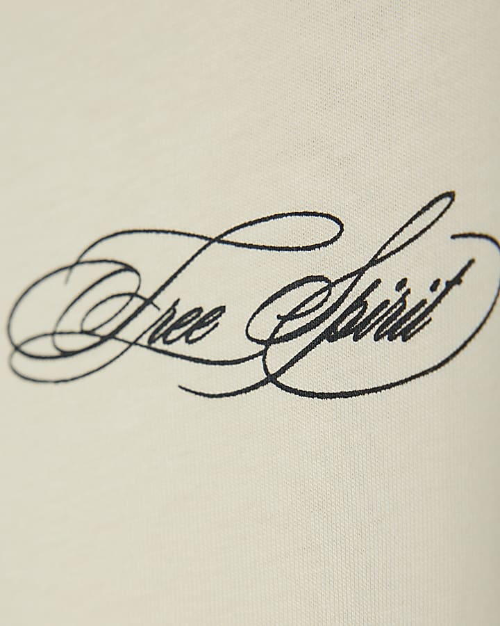 Beige Oversized Fit Free Spirit T-Shirt