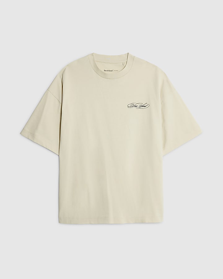 Beige Oversized Fit Free Spirit T-Shirt