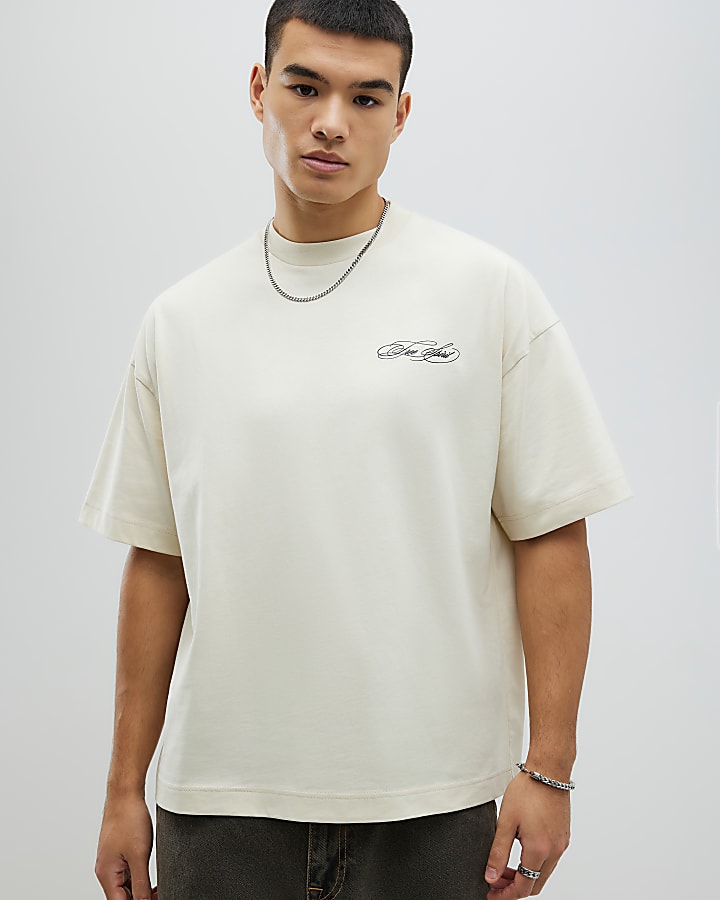 Beige Oversized Fit Free Spirit T-Shirt