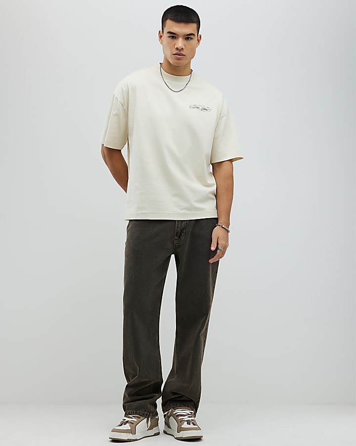 Beige Oversized Fit Free Spirit T-Shirt