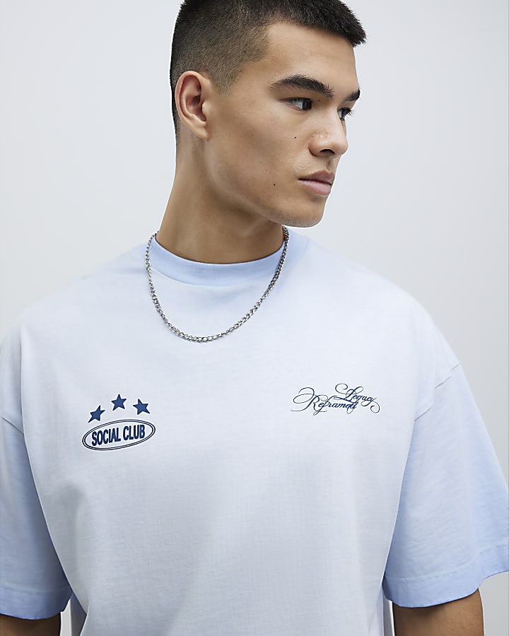 Blue Oversized Fit Common League T-Shirt