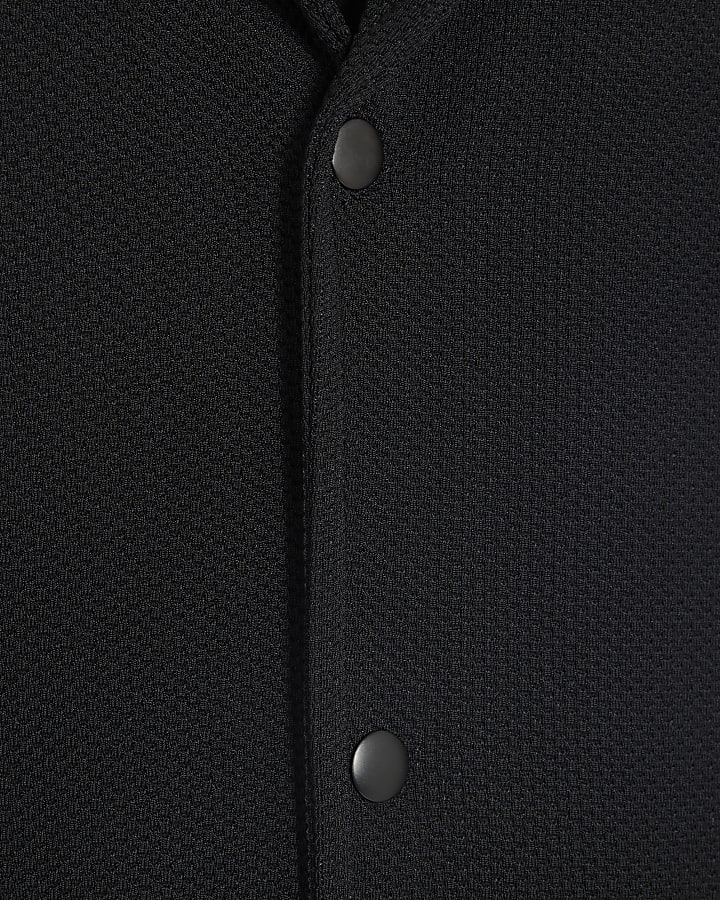 Black Oversized Fit Waffle Shirt