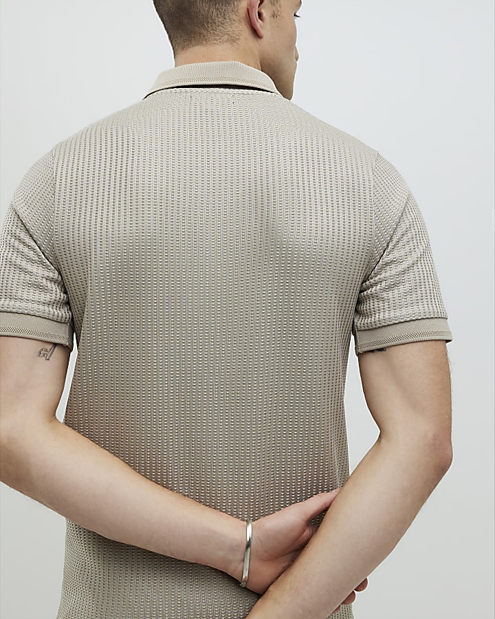 Stone Slim Fit Zip Polo Shirt