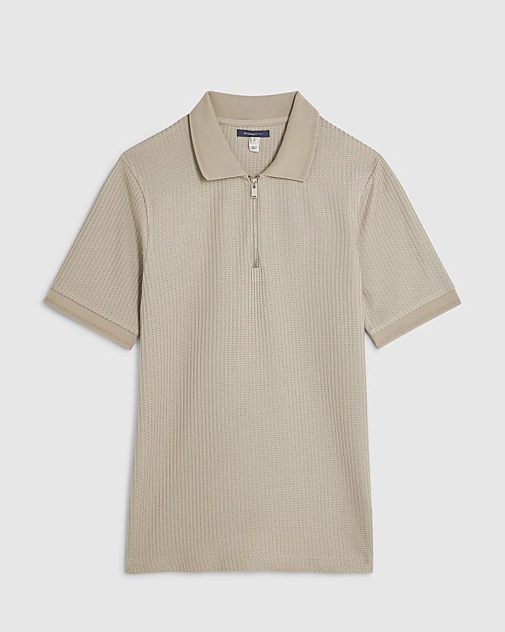 Stone Slim Fit Zip Polo Shirt