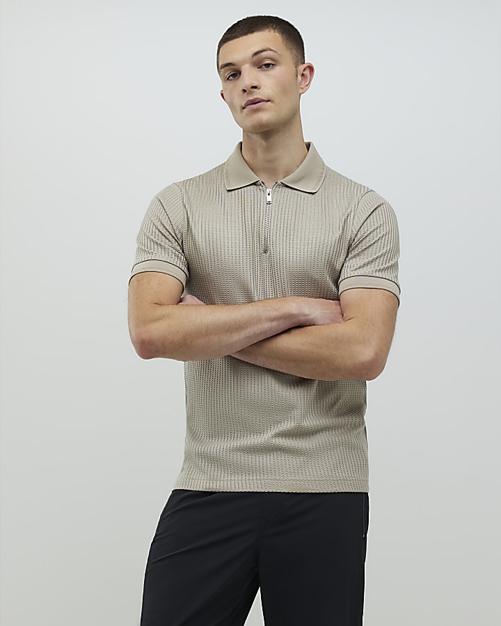 Stone Slim Fit Zip Polo Shirt