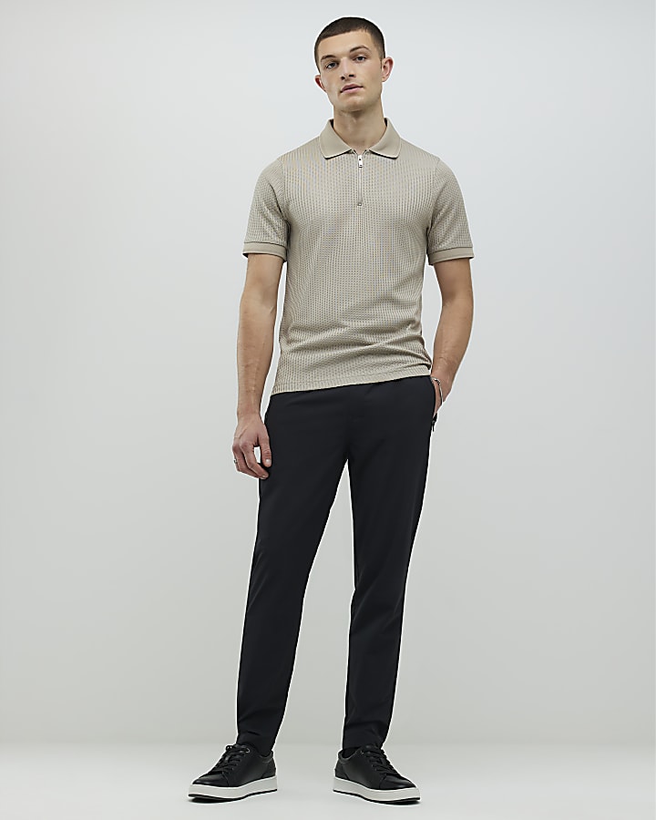 Stone Slim Fit Zip Polo Shirt