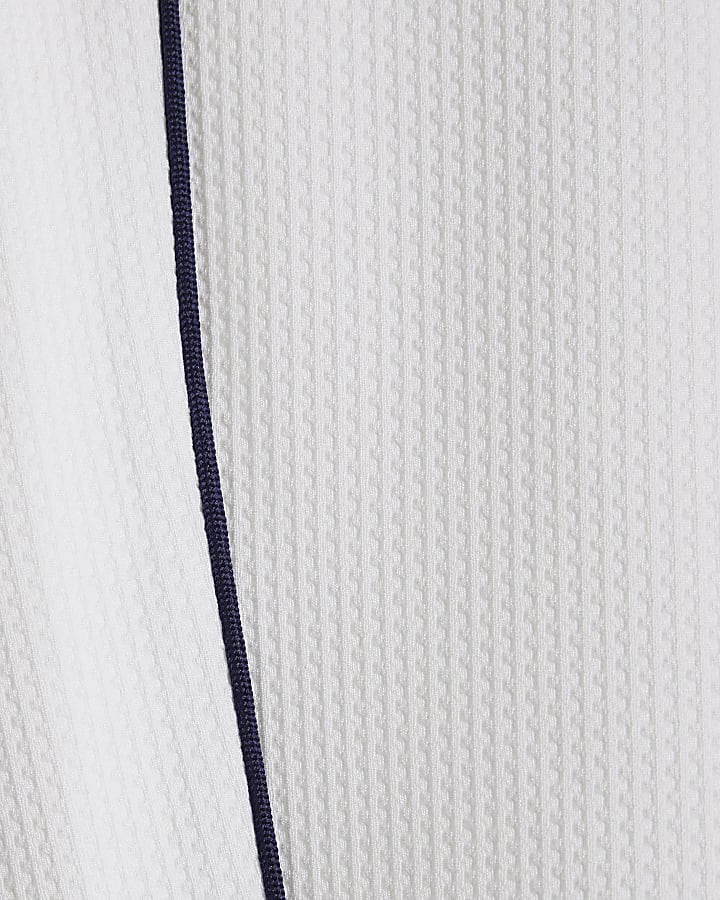 White Slim Fit Textured Tipped Shorts