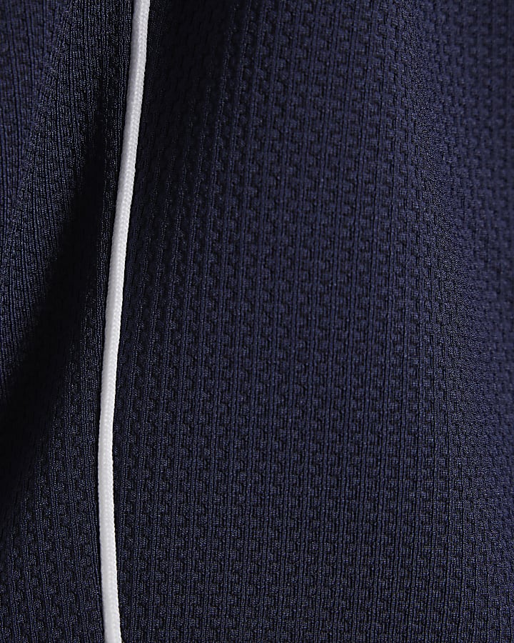 Navy Slim Fit Textured Tipped Shorts