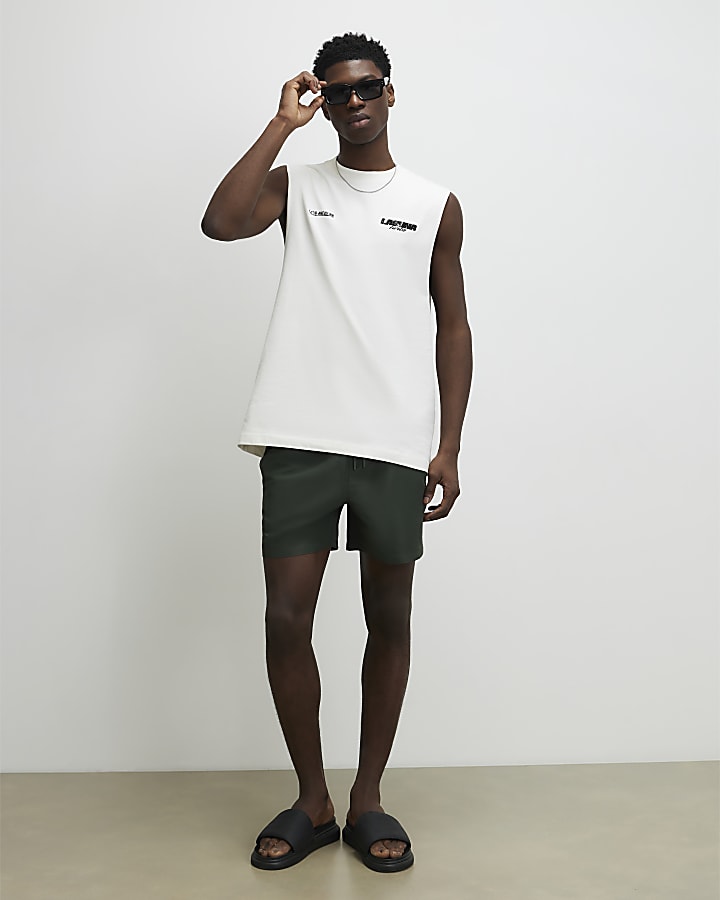 Green Double Waistband Swim Shorts