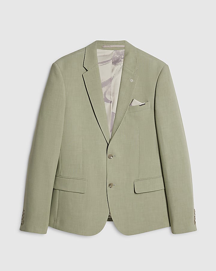 Green Skinny Fit Stretch Suit Jacket