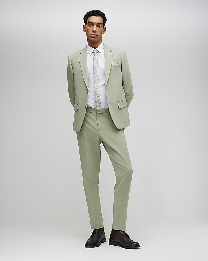 Green Skinny Fit Suit Jacket