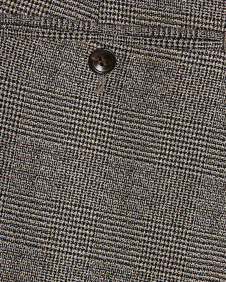 Grey Slim Fit Check Slim Suit Trousers