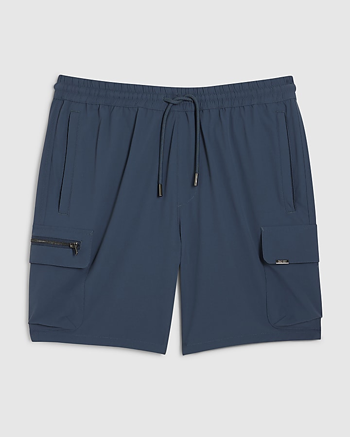Blue Skinny Fit Cargo Shorts