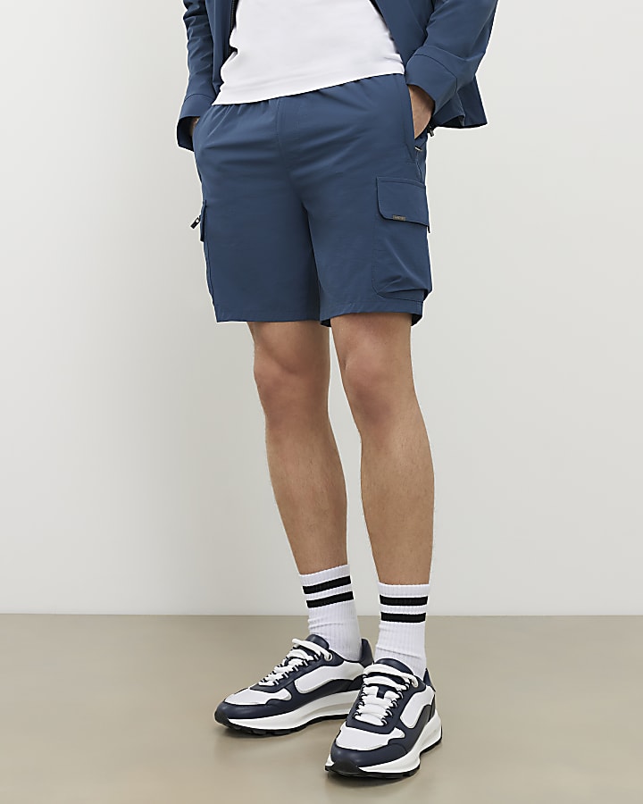 Blue Skinny Fit Cargo Shorts