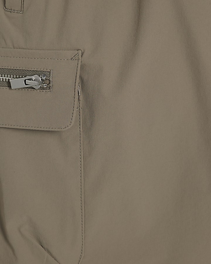Beige Skinny Fit Cargo Shorts