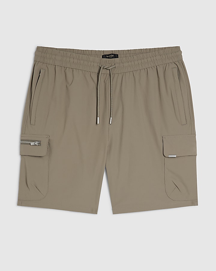 Beige Skinny Fit Cargo Shorts