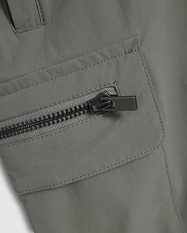 Grey Skinny Fit Cargo Shorts