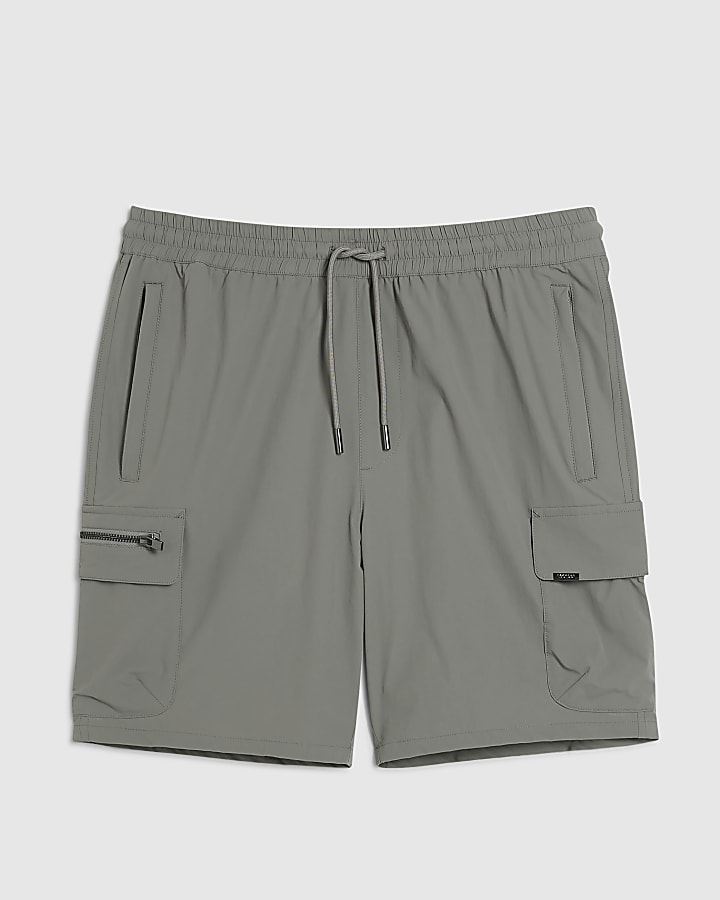 Grey Skinny Fit Cargo Shorts