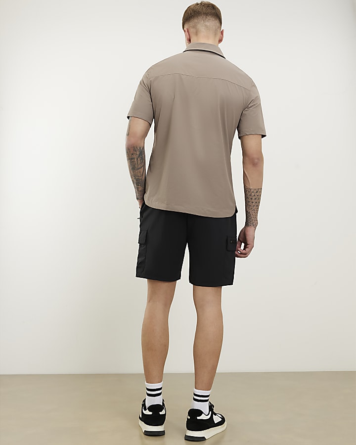 Black Skinny Fit Cargo Shorts