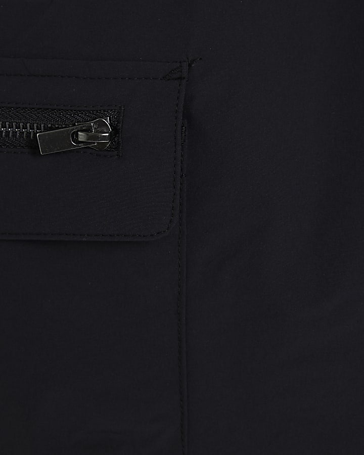 Black Skinny Fit Stretch Cargo Shorts