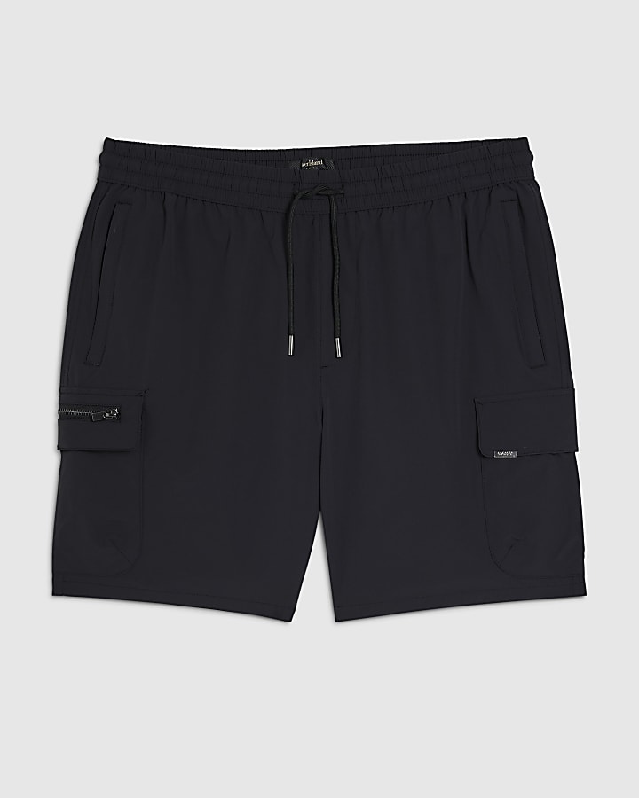 Black Skinny Fit Stretch Cargo Shorts