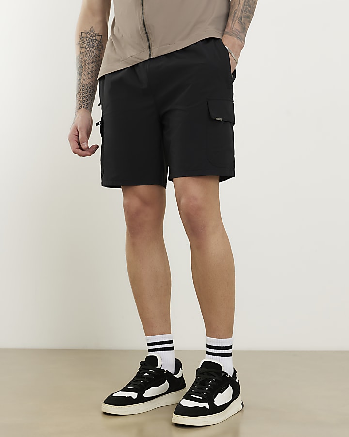 Black Skinny Fit Cargo Shorts