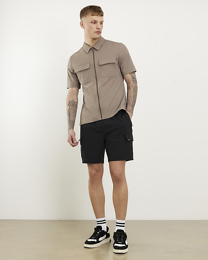 Black Skinny Fit Cargo Shorts