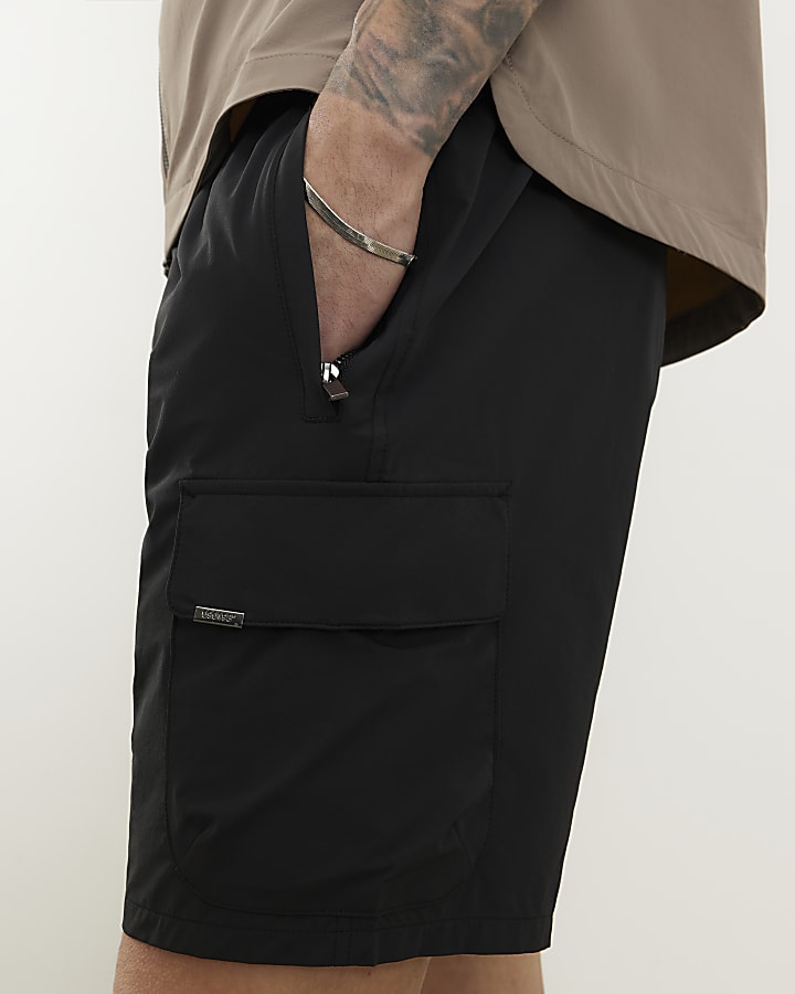 Black Skinny Fit Cargo Shorts