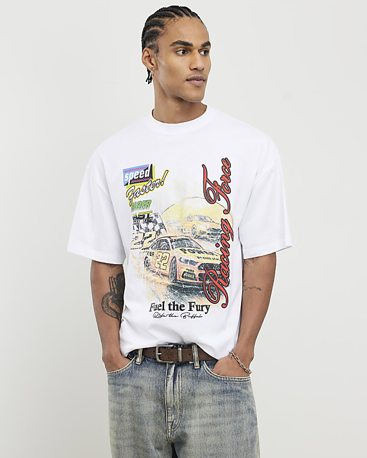 White Oversized Fit Fuel The Fury T-Shirt