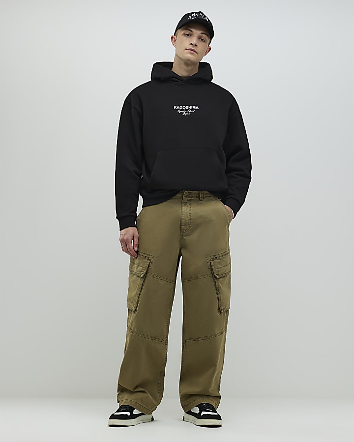 Black Oversized Fit Kagoshima Dragon Hoodie