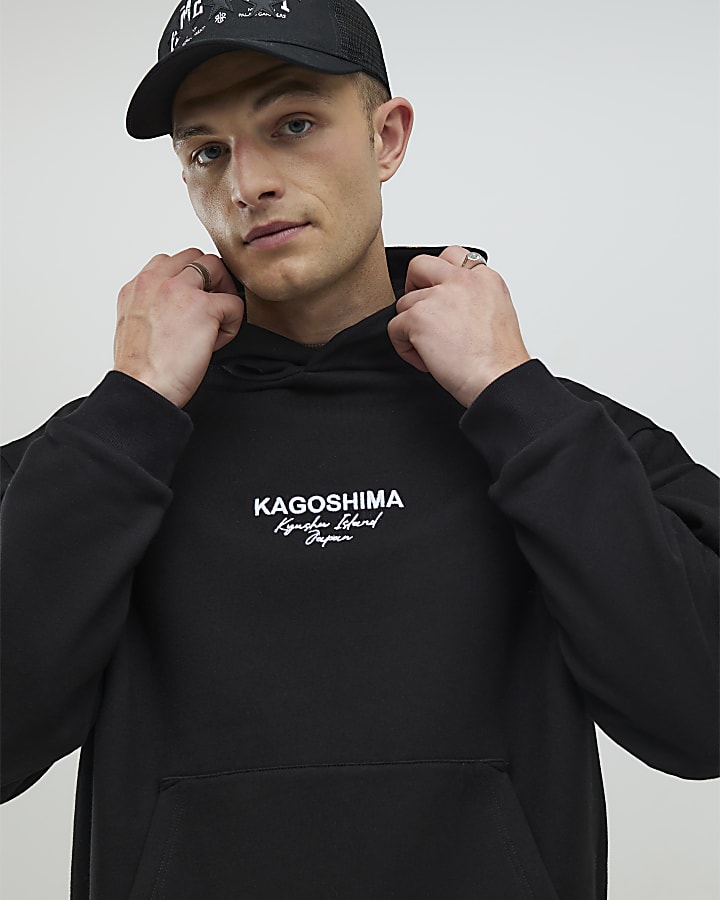 Black Oversized Fit Kagoshima Dragon Hoodie