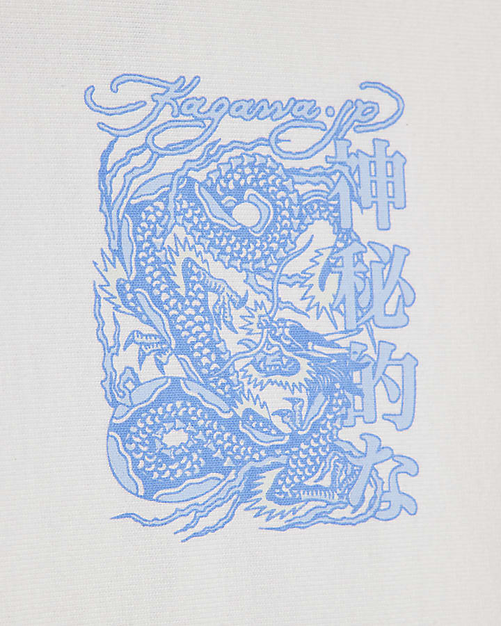 White Oversized Fit Kagawa Dragon T-Shirt