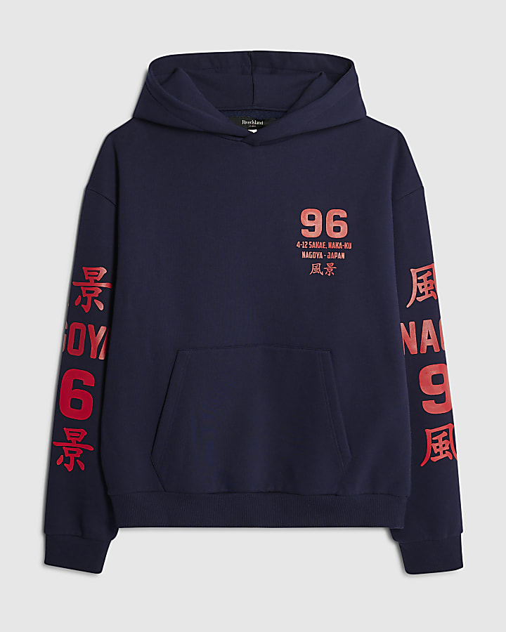 Navy Oversized Fit Naguya 96 Hoodie