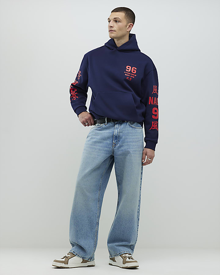 Navy Oversized Fit Naguya 96 Hoodie
