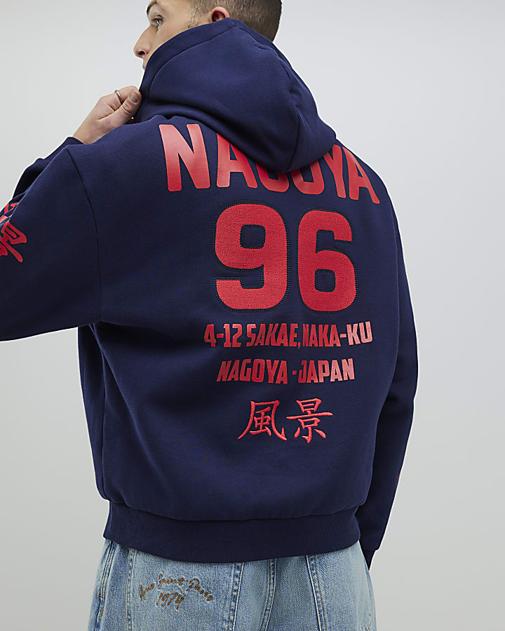 Navy Oversized Fit Naguya 96 Hoodie